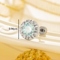 Elegant 0.96cm light blue zircon screw back stud earring with silver wave edge - 8 Hearts 8 Arrows Zirconia (A308-3) / Light Sea Blue (1 Pc)