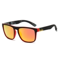 Polarized sports sunglasses with black and red frame and orange mirrored lenses - Matte Black Red Frame Red Coating Lens