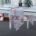 Weihnachts-Tischläufer mit Rentier- und Schneeflocken-Patchwork in Rot und Grau - Grau
