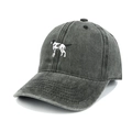 Vintage gewaschene Baseballkappe aus Baumwolle mit Dalmatiner Stickerei in Grau - Einheitsgröße / Schwarz