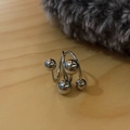 Minimalist silver stainless steel spiral ring with four multi-size metallic spheres - Large 4 Balls-Stainless Steel