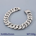 Silver stainless steel Cuban chain bracelet 31mm width and 400mm length variant - Antique Silver Necklace (40cm)