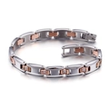 Bracelet à maillons en acier titane bicolore argent et or rose serti de zircons - Style de Zircon Incrusté Bicolore Argent et Or Rose (KB102643-K)