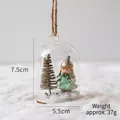 Christmas reindeer hanging globe ornament with silver tree and girl figurine in snow - Hanging Small Glass Dome - Girl (37g)