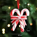 Christmas red and white candy cane ornament with bow, size 7.5cm by 6.5cm, festive hanging decor - Style I-Red White Striped Flat Candy Stick