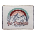 Détail d'une couverture de camping tissée avec pompons vintage et motifs graphiques - Nature Extérieure Rétro (XT2022-26) / 160*130CM
