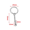 Porte-clés en acier inoxydable argenté avec anneau 25mm et chaîne pour accessoires DIY - Anneau Rond 25mm + Chaîne Simple + Fermoir Mousqueton