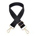 Adjustable black wide shoulder strap with diamond woven texture and gold metal hardware - Gold Buckle / Black
