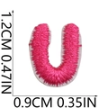 Mini rose pink embroidered letter U patch for clothing decoration 1.2cm height - U (Rose Red Small)