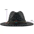 Western grey leopard print fedora hat with turquoise bead and feather band details - M (56-58cm) / Turquoise Tassel Ethnic Woven Band Style / Dark Gray