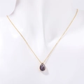 Collana in acciaio al titanio con pendente in zircone viola a goccia placcata oro 18k - Febbraio Ametista