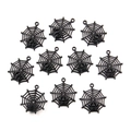 Set of ten black alloy spider web pendants for DIY jewelry making and Halloween crafts - Style 10 27x30mm
