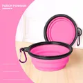 Portable peach powder collapsible TPE pet travel bowl with purple carabiner for dogs - Peach Pink