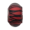 European style red bead with wavy black patterns and metal edges for DIY bracelets - Black Pattern Style (11506)