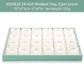 Teal PU leather 24-slot jewelry display tray for pendants and necklaces storage - Mint Green 24-Slot Pendant Tray