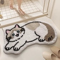 Badmat in de vorm van een cartoonkat van wit en bruin pluche met antislip-onderkant - 50*80cm / Blije Ragdoll Kat