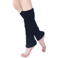 Navy blue knit leg warmers with vertical ribbing for boots and autumn winter styling - One Size / Navy Blue