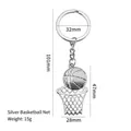 Silberner Basketball- und Netz-Metall-Schlüsselanhänger mit Maßen und 15g Gewicht - Silber Basketballnetz X-1224