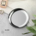 Plateau à bijoux rond en acier inoxydable avec finition argent clair polie - Argenté / 10*10CM