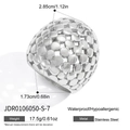 Specifiche di peso e dimensioni dell'anello largo in acciaio inox con design a sfera - Argento (JDR0106050-S-7)
