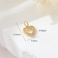 Dimensioni dettagliate del ciondolo a cuore placcato oro 14k con zirconi per gioielli DIY - Cuore cavo