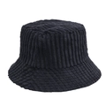 Detalle de la textura de pana gruesa y el patrón acanalado de este sombrero de cubo negro - M (56-58cm) / Negro