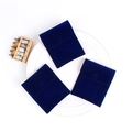 Three-piece set of dark blue plush velvet jewelry pouches with snap button closure - Double-sided Plush Style (Royal Blue) / 7x7cm