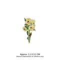 Gele zonnebloem emaille speld met groene steel en paars hart, 1.1 x 3.1 cm - Zonnebloem