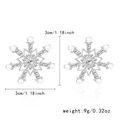 Silver snowflake earrings with white pearls and diamonds, diameter 3cm, 9g weight - Silver Clear Rhinestone Pearl Style