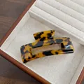 Pinza per capelli rettangolare in acetato con motivo tartarugato dal design geometrico - Tartarugato Caffè 10.5CM