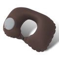 Brown inflatable U-shaped neck pillow with manual press pump and black snap button - Milk Silk / Neck Pillow / Coffee
