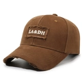 Casquette baseball vintage marron avec broderie LA&DH et détails usés - Réglable / café