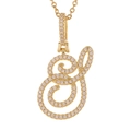 Macro shot of gold micro-pave zircon letter S pendant with sparkling hip-hop finish - S (Gold)