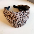 Chic leopard print pleated headband with brown fabric and wide non-slip design - Wide Pleated Leopard (17#) / Black Light Coffee Leopard