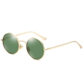 Retro-Polarisierte Rundsonnenbrille mit goldenem Metallrahmen und dunkelgrünen Gläsern - Goldener Rahmen Grüne Gläser C6