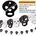3-meter Halloween black and white skull paper banner for festive hanging decorations - Black and White Skeleton Garland