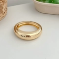 Minimalist chunky open bangle in polished gold finish with a sleek hinge structure - Minimalist Chunky Hinged Cuff (SL271) / Gold