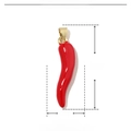 Detail of red chili enamel pendant showing dimensions 33mm by 7mm and copper material - VH591-2-Red Streamlined Chili (3.3g)