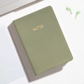 Portable A6 mini faux leather notebook in green finish with gold NOTES engraving - Pine Frost Green / Line