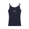 Dunkelblaues geripptes Strick-Tanktop mit New York 1975 Aufdruck im lässigen Stil - S / Tanktop