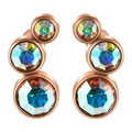 Boucles d'oreilles en acier rose doré avec des cristaux aux reflets arc-en-ciel vifs - 16G-6mm-Oreille Gauche / Base Or Rose - Zircon Arc-en-ciel
