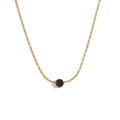 Collier minimaliste plaqué or 18 carats avec un petit pendentif rond en zircone noire - Or-Strass Noir