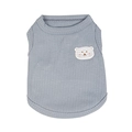 Breathable light blue waffle pet vest with cute bear embroidery for small dogs - Gray Blue