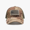 Gorra de béisbol de malla de camuflaje con parche de bandera americana táctica - Camuflaje Caqui