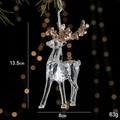 Clear acrylic Christmas reindeer pendant with gold glitter antlers for tree decoration - Gazing Little Reindeer