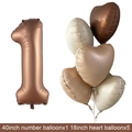 Detail view of 40-inch number one balloon and 18-inch heart foil balloons set - Chocolate Number 1 / Number And Heart Balloon Combination