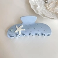 Pince à cheveux étoile de mer bleu clair avec strass et design marin élégant - Bleu (10cm)