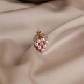 Elegant grape cluster brooch with pink and white pearls and gold zircon-encrusted leaves - 556# Pink And White Grapes