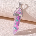 Hexagonal crystal pendant with floral resin inclusions and silver metal clasp - Grapes