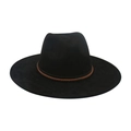Classic black western fedora hat with a decorative dark brown braided leather band - One Size / Black (Twisted Rope)